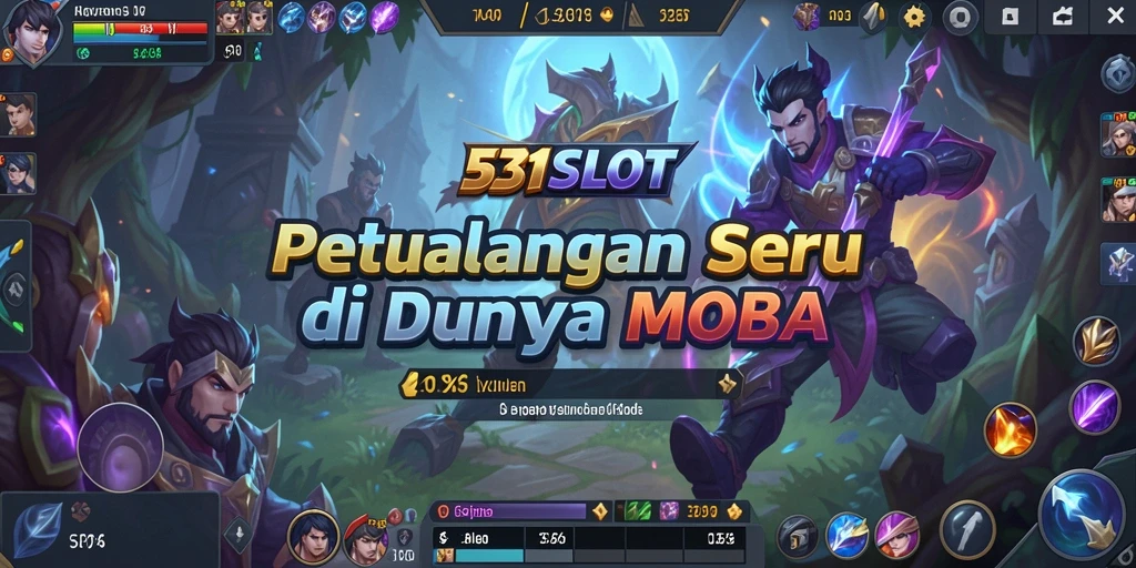 Screenshot 531SLOT menampilkan karakter dalam pertarungan seru di arena MOBA.