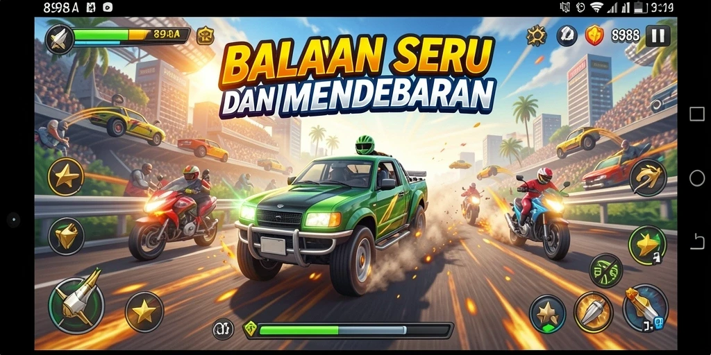 Tampilan menarik dari gameplay balapan di 898A.