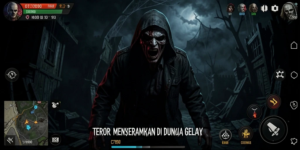 Screenshot gameplay C7890 menampilkan suasana kegelapan yang mencekam.