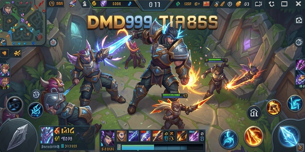 Screenshot DMD999 menampilkan aksi seru dalam permainan MOBA.