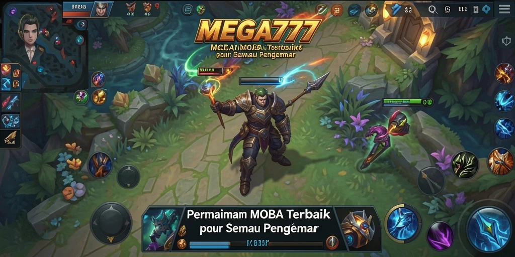 Tangkapan layar menunjukkan aksi intens dalam permainan MOBA MEGA777.